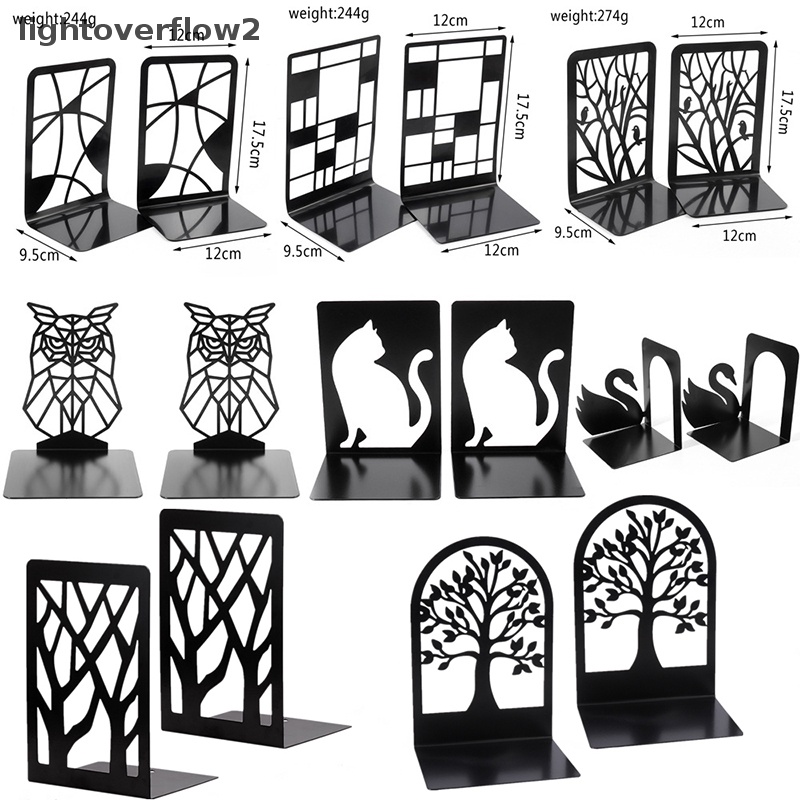 [lightoverflow2] Metal Non-Slip Bookend Book Support Stand Stop Buku Kantor Berbentuk Hewan [ID]