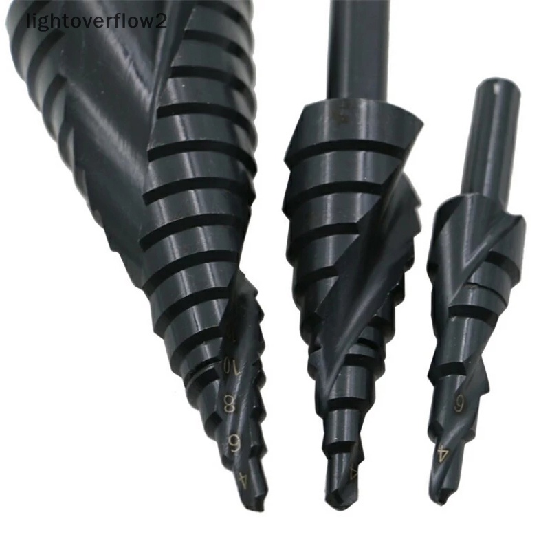 [lightoverflow2] 3pcs/set 4-32MM HSS Cobalt Stepped Drill Bit Set Lubang Spiral Nitrogen [ID]