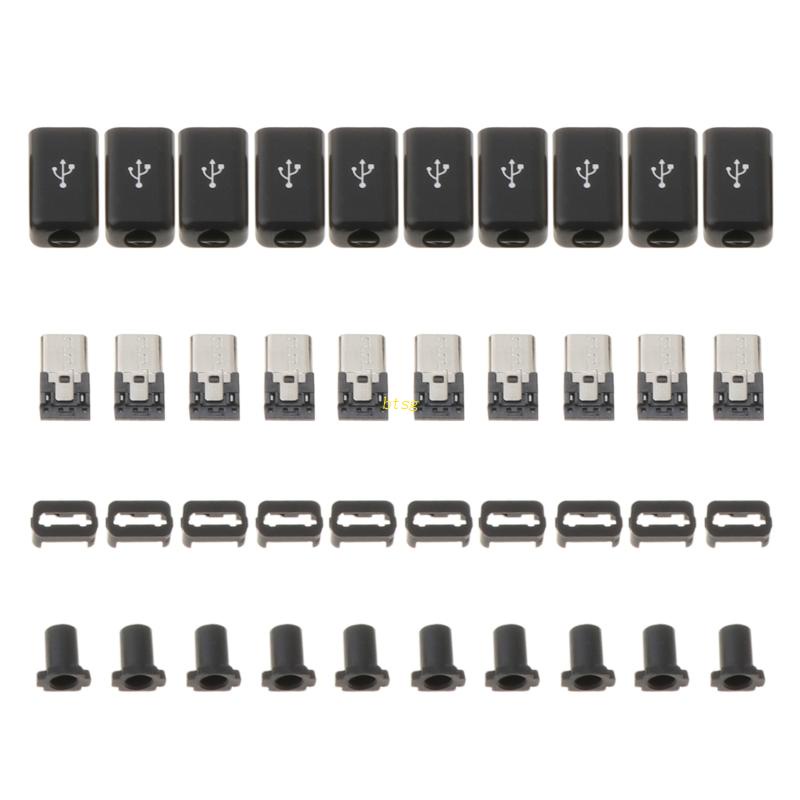 Bt 10set Konektor Colokan Micro USB Welding Type Male 5pin Untuk w/Penutup Plastik4I