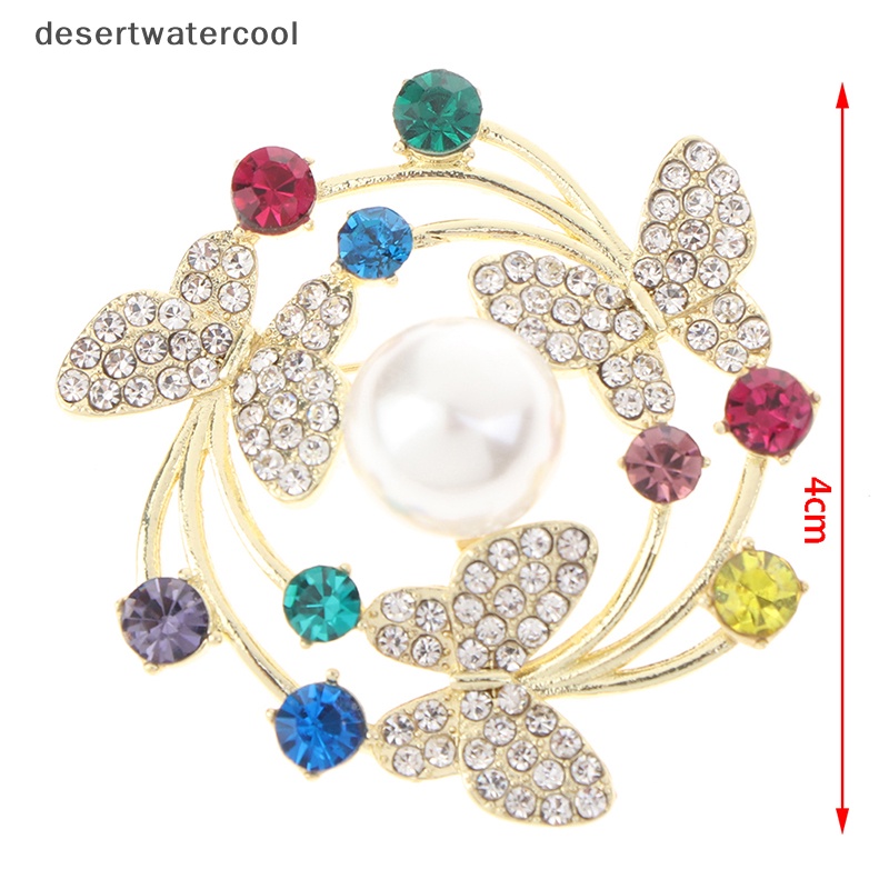 Deid Temperamen Kupu-Kupu Mutiara Perhiasan Pin Batu Permata Bertatahkan Murah Hati Bros Martijn