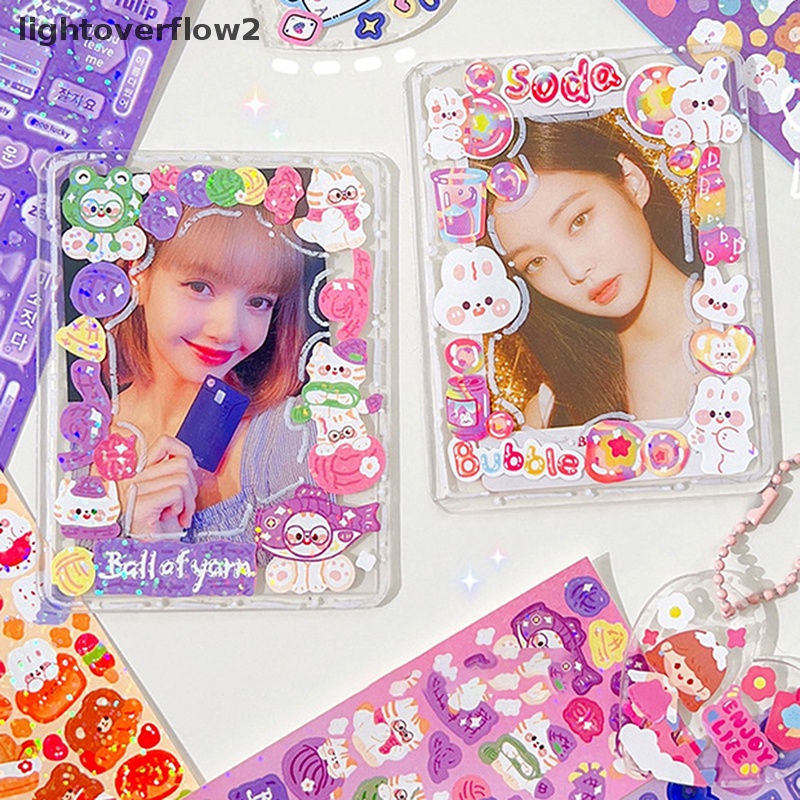 [lightoverflow2] 10pcs Shiny Cute Animals Cat Bear Stiker Hias Untuk Scrapbooking Bahan Casing Ponsel DIY Landscape [ID]