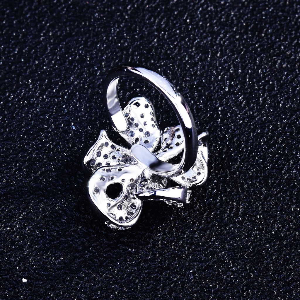 Goldkingdom Aksesoris Perhiasan Fashion Ready Stock Cincin Permata Merah Alami Micro-diamond Butterfly Ring