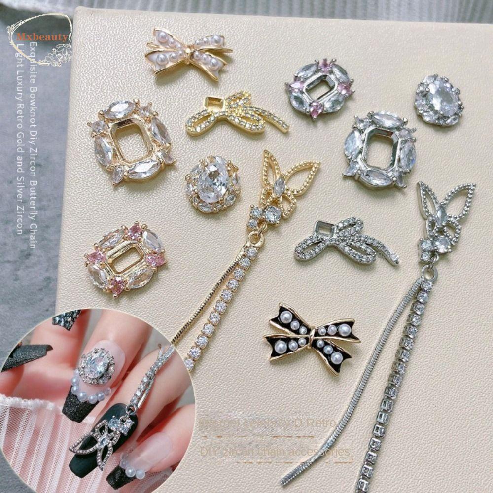 Mxbeauty Busur Kuku Berlian Imitasi Wanita Fashion Kupu-Kupu Manikur Aksesoris Jepang Nail Art Zirkon Nail Art Drills