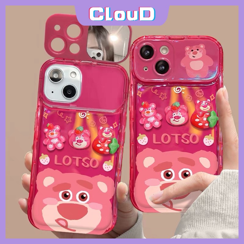 Untuk Y11 Y17 Y20i Y12i Y20s Y12 Y30G Y11s Y20 Y12S Y15 Y20s G Y12A Y91C Y1S Y20G Y20A Kartun Lucu Strawberry Bear Manyo 3D Mainan Kreatif Flip Make Up Cermin Shockproof Case