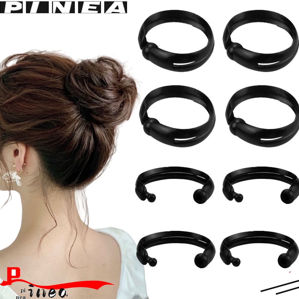 2 PCS Alat Pembuat Bun Donat Bahan Silikon Warna Hitam Untuk Styling Rambut Wanita