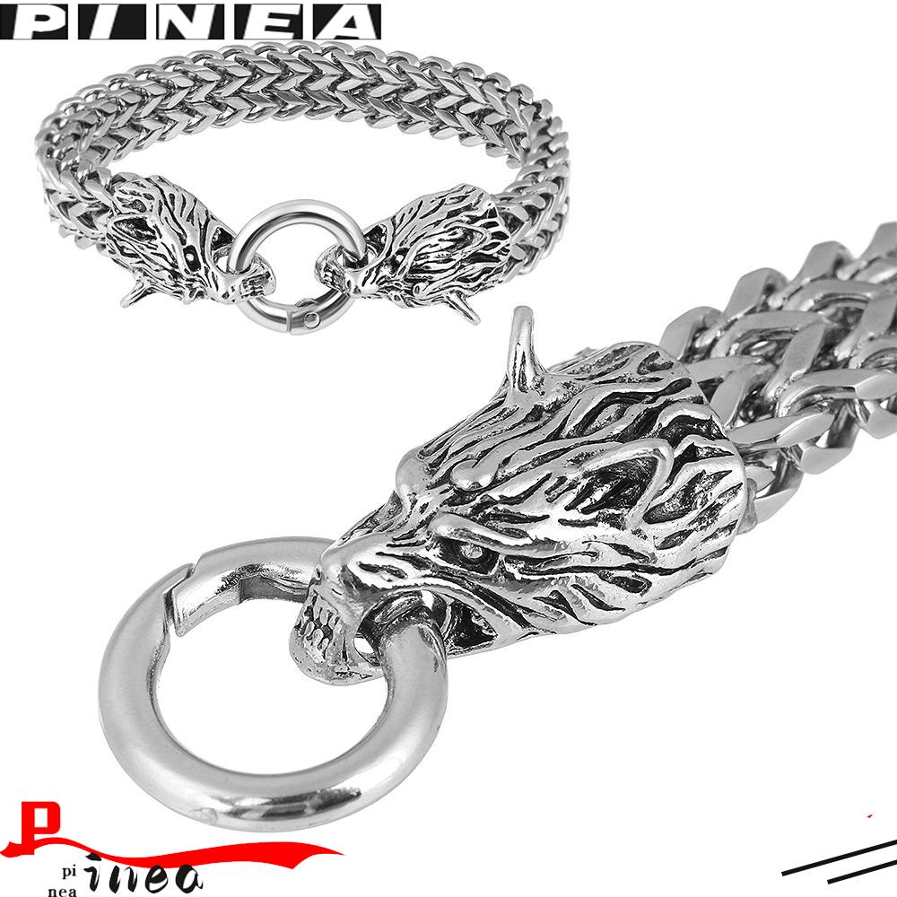 Gelang Kepala Fenrir Nanas Fashion Rantai Dekorasi Gelang Stainless Steel