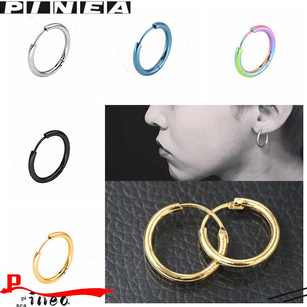 Nanas 1pasang Anting Hoop Bulat Tabung Pesta Punk Stainless Steel