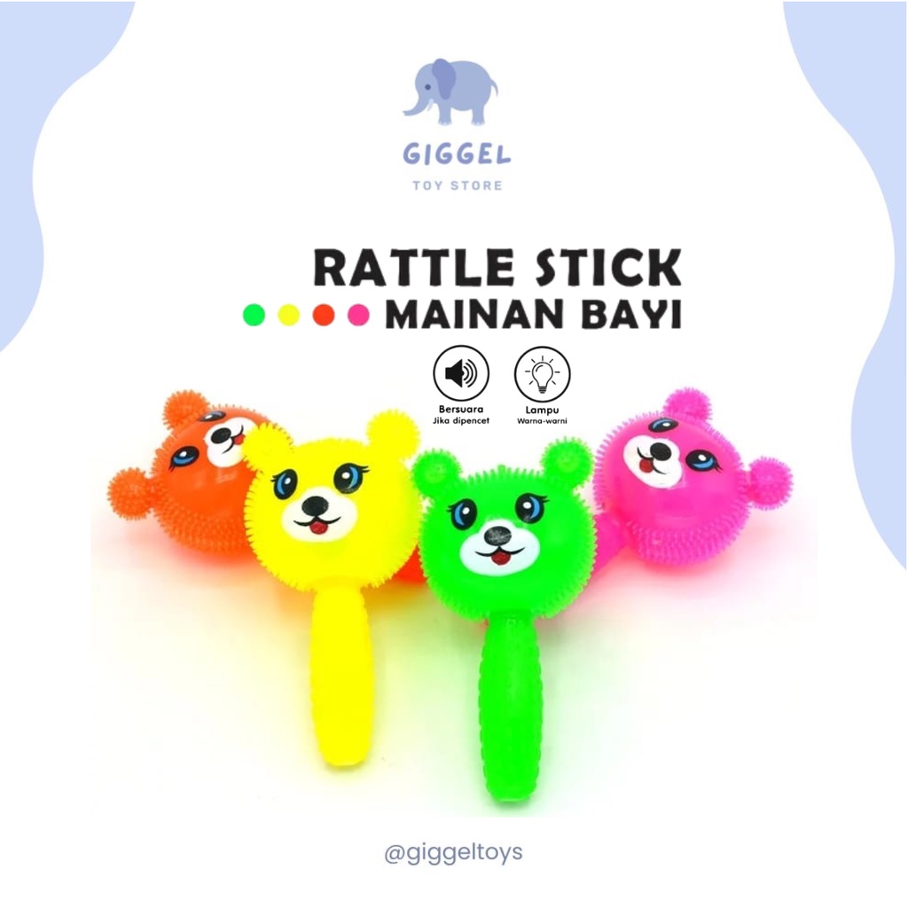 [ Giggel ] Mainan Anak Musik Rubber Stick Rattle Toys Boneka Ada Lampu dan Bunyi