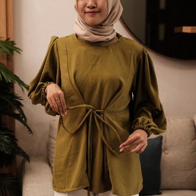 ZASKIYA - Nayla Blouse / Kemeja Blouse Wanita Crincle / Kemeja Style Korea