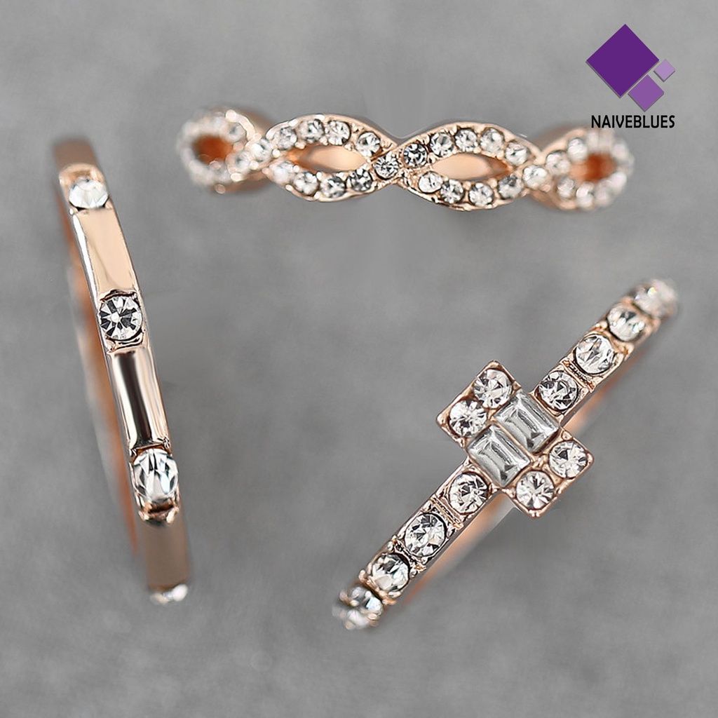 &lt; Naiveblues &gt; 3Pcs/Set Cincin Kit Hias Minimalis Cincin Jari Individualitas Khas Untuk Harian