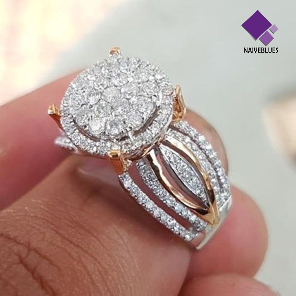 &lt; Naiveblues &gt; Cincin Wanita Hias Berlian Imitasi Tidak Luntur Ringan Multi Layers Pernikahan Untuk Ulang Tahun