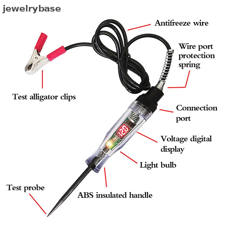 [jewelrybase] Tester Sirkuit Listrik Otomotif Tahan Lama Lampu Digital Probe Test Pen Butik