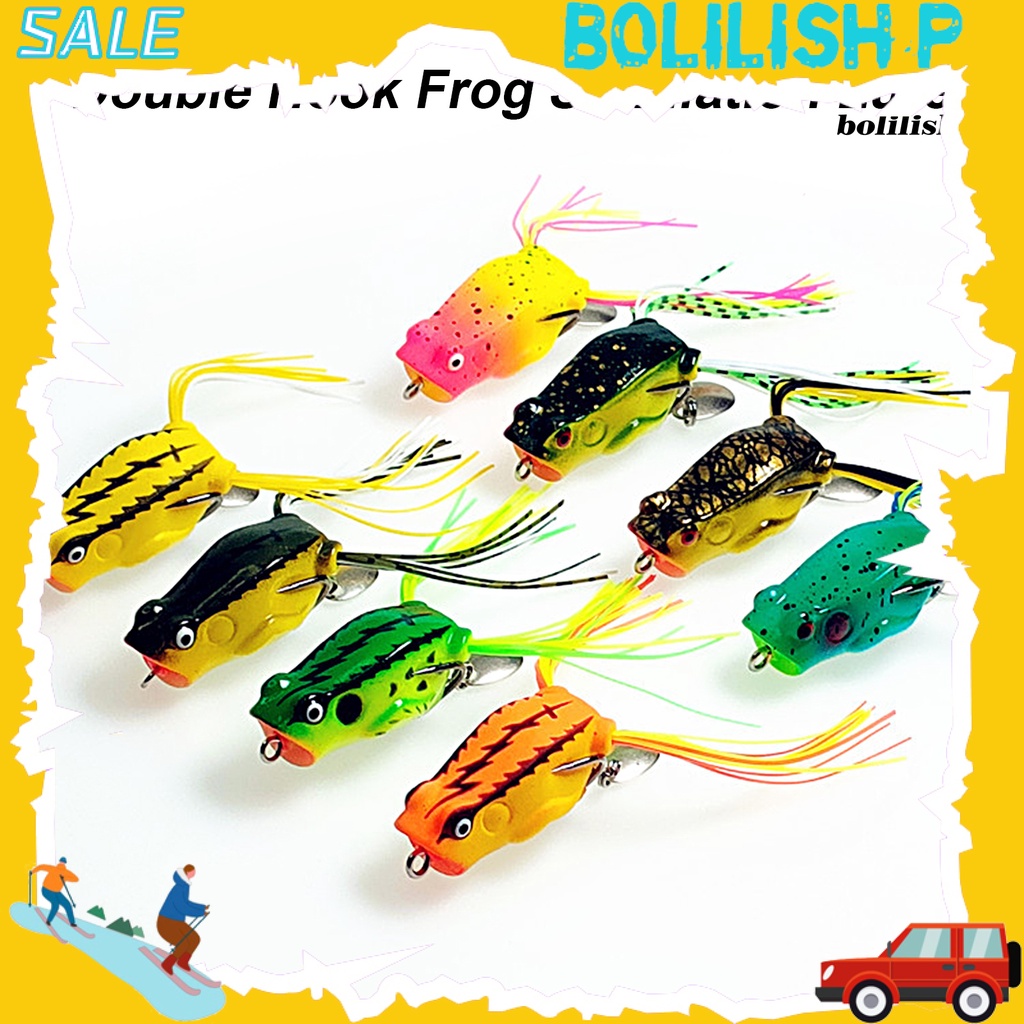 Bo-4cm/7.5g Umpan Pancing Kait Ganda Dengan Jumbai Spinner Payet Berongga Simulasi Pengecoran Panjang Buatan PVC Lembut Snakehead Frog Bait Perlengkapan Memancing