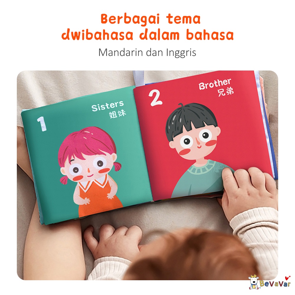 BEVAVAR Buku Bantal Bayi/ Soft Book Edukasi Bayi Mainan Edukasi Buku Kain Pillow book Bahasa Inggris