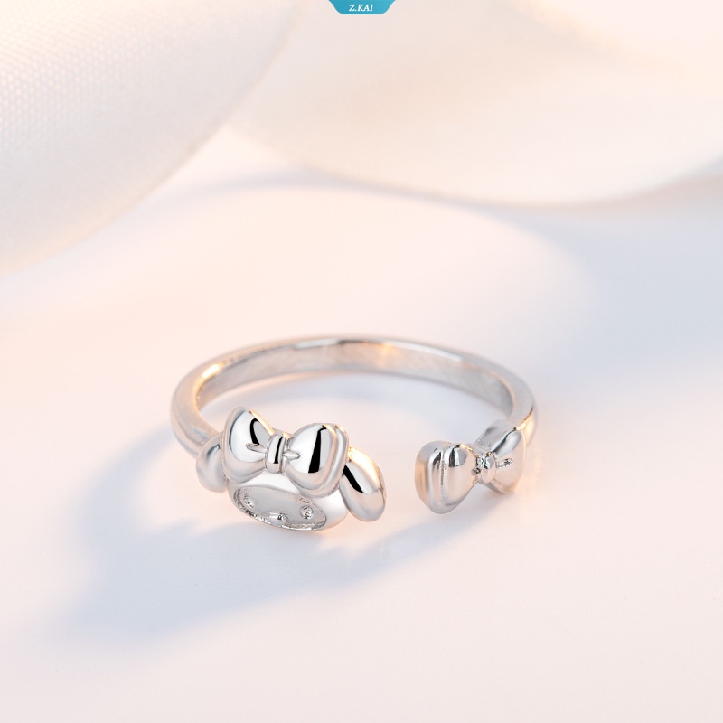 Kawaii Sanrio My Melody Rose Flower Rings Kartun Hewan Fashion Perhiasan Aksesoris Anime Gadis Hadiah Mainan Jari Desain Yang Dapat Disesuaikan Pasangan Pacar Hadiah [ZK]