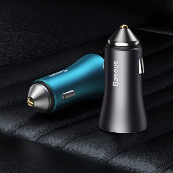 Baseus Car Charger Golden Contactor Max Dual Fast U+U 60W - CGJM - U+U 60W Blue