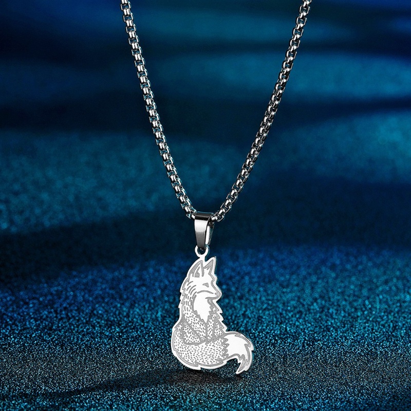 Zh Perhiasan Vintage Stainless Steel Fox Liontin Pria Dan Wanita Fashion Kalung Hip Hop Aksesoris Pesta
