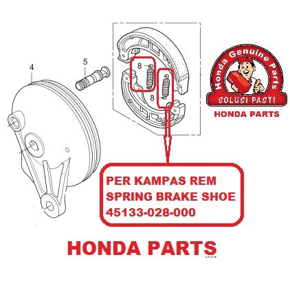 PER KAMPAS REM SPRING BRAKE SHOE GRAND KHARISMA LEGENDA SUPRA-X 125 FI REVO SUPRA FIT 45133-028-000