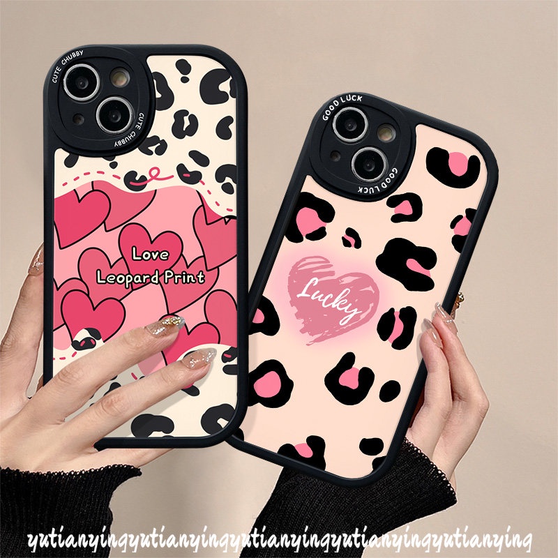 Art Love Heart Soft Case Untuk Realme C53 C15 C25Y C21Y C35 C11 C30 C20 C55 C31 C20A C17 C12 C25s C21 GT C2 C3 6i 6s 5 6 8 10 Pro+5i 7i 8Pro 5 8i 9i Fashion Leopard Sarung Print