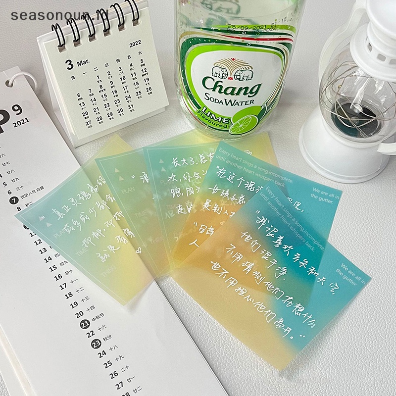 Seasonoun 50pcs Cute Novelty Gradient Color Transparan Lengket Indeks Tab Penanda Halaman Bookmark Stiker Untuk Alat Tulis Perlengkapan Kantor Sekolah.