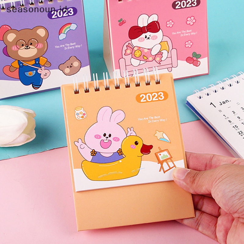 Seasonoun 2023tahun Kelinci Kartun Lucu Kalender Meja Kalender Harian Jadwal Mingguan Planner Agenda Organizer Alat Tulis Halaman Putar Kalender Abadi.