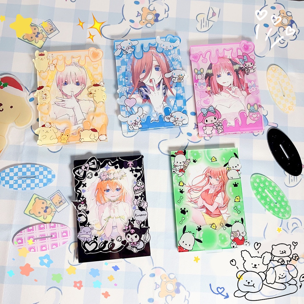 Sanrio Acrylic Diaplay Holder Kawaii Melody Kuromi Bingkai Foto Idol Photocard Pelindung Case Desktop Stand Holder Dekorasi