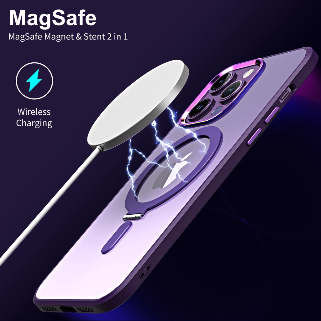 Magsafe Magnetic Suction Phone case Holder Apple case Cocok Untuk iPhone 11 12 13 14 Pro max Penutup Belakang Akrilik Transparan back cover Casing Anti Jatuh