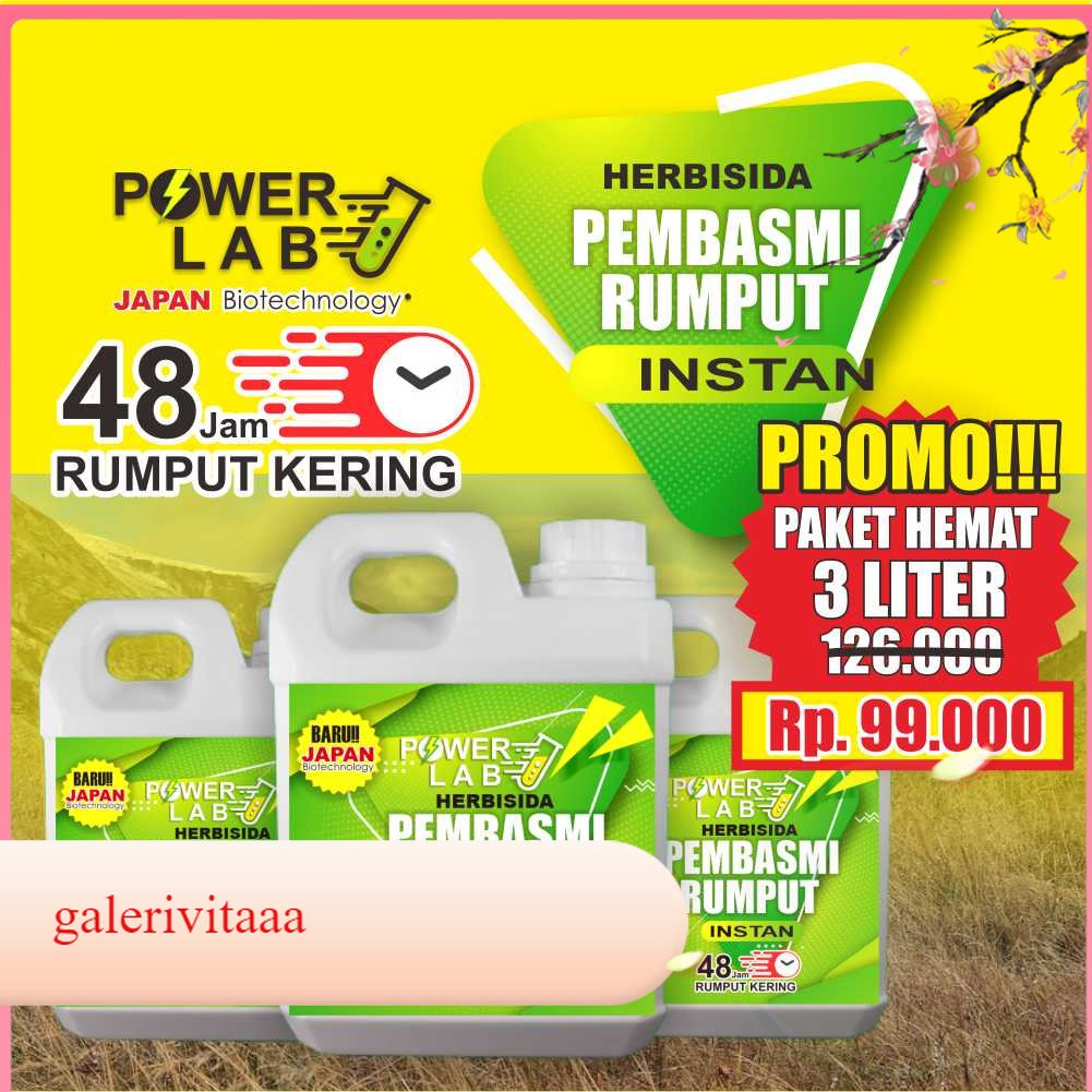 Powerlab Paket Hemat Lengkap 3 Jerigen 1 Liter Herbisida Kontak Racun Obat Pembasmi dan Pembersih Ta