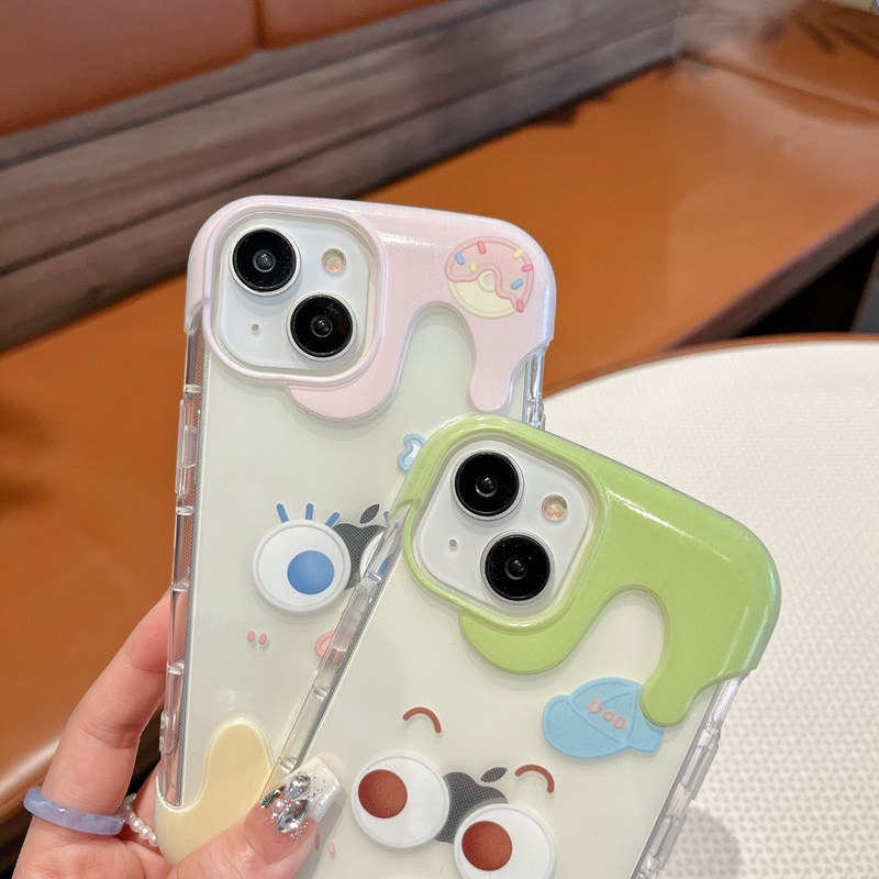 【3D Ice Cream】Couple Funny Clear Soft Case IPhone 7 8 Plus XR XS Max 11 12 13 14 Pro Max 14 Plus for Women Girl Gift Cartoon Cute Funny expression