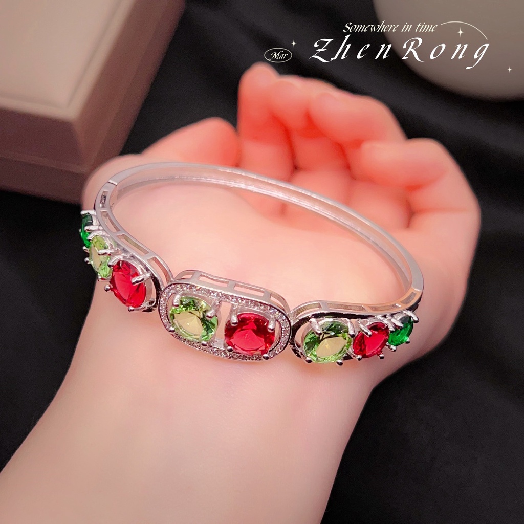 Goldkingdom Aksesoris Perhiasan Fashion Ready Stock Seri Permen Warna Alami Tourmaline Gelang, Mempesona Colorful Treasure Clasp Bracelet Untuk Wanita