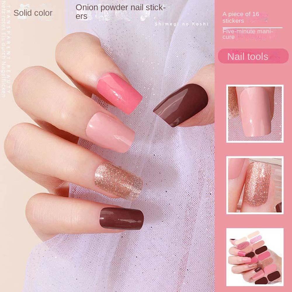 AUGUSTINA Agustina Stiker Full Kuku Fashion Wanita Full Cover Nail Tips Tekan Pada Kuku Self Adhesive Dekorasi Kuku