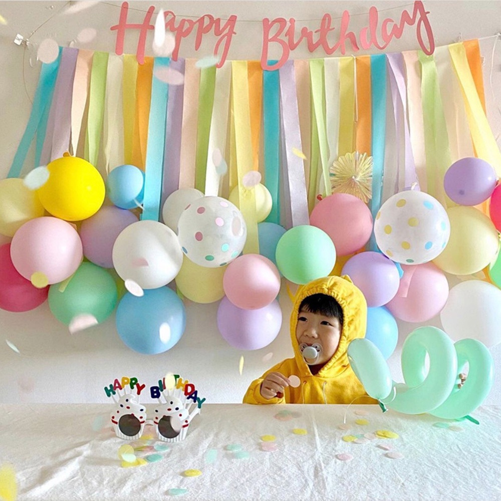 30pcs/set Balon Pita Kertas Warna-Warni Untuk Dekorasi Ulang Tahun Taman Photoshoot Piknik Outdoor Dan Tk