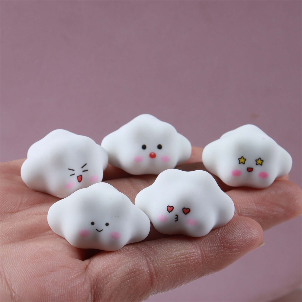 Case 3 Buah Miniatur Resin Putih Awan Mini Bercahaya Awan Lucu Diy Casing Ponsel Kulkas Klip Rambut Bahan Dekorasi Ornamen Desktop