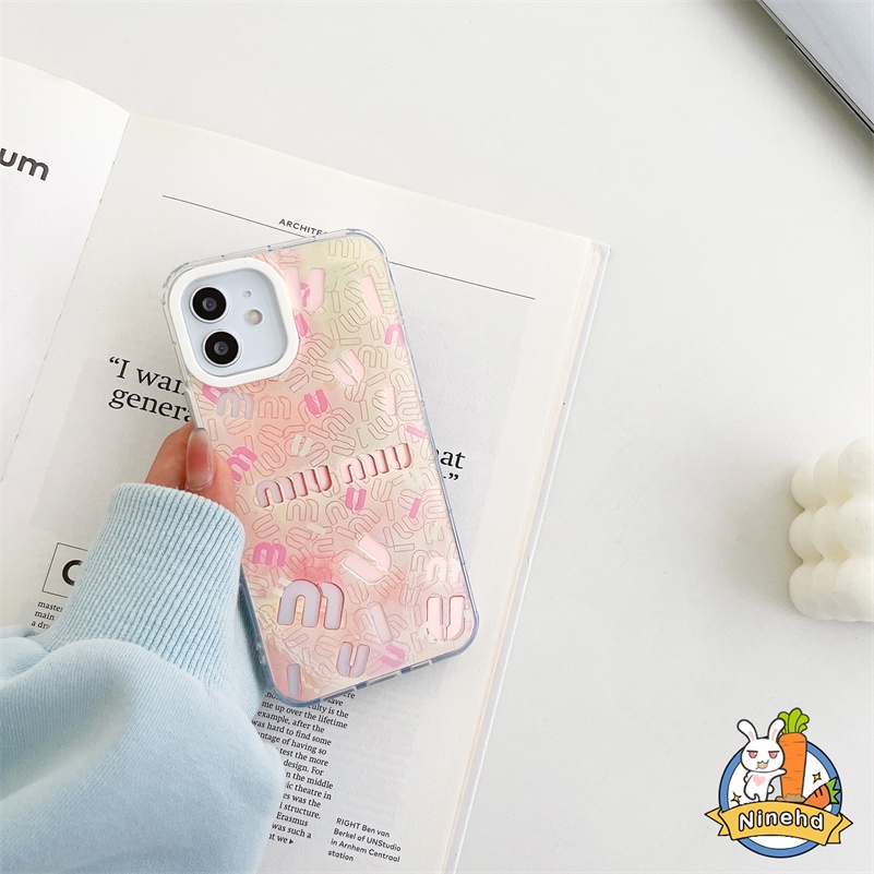 IPHONE Casing Kompatibel Untuk Iphone14 13 12 11 Pro Max X Xr Xs Max8 7 Plus SE 2020 Mewah Laser Pink Casing Ponsel Transparan Ultra Tipis Tahan Shockproof Lembut TPU Cover Pelindung