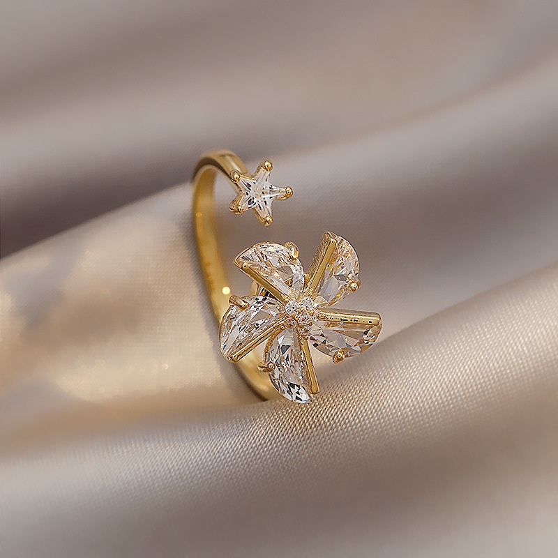 Goldkingdom Aksesoris Perhiasan Fashion Ready Stock Berlapis S925 Perak Pin Rotatable Windmill Earrings Dengan Berlian Liontin Rings