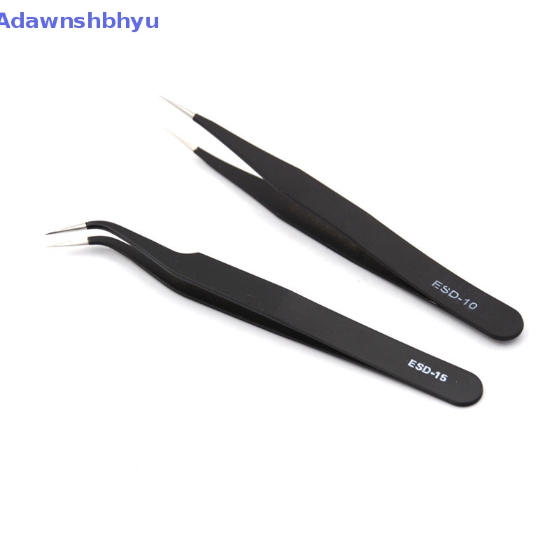 Adhyu 2Pcs /set Pinset Lurus Lengkung Hitam Anti-Statis Baru Fashion Tools ID