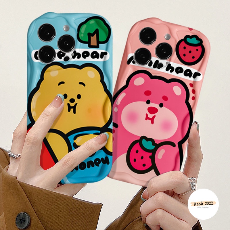 Case Pasangan Untuk Redmi9 10 A1 10C 10A A2 9A 9T 9C NFC POCO M3 Redmi Note11 10s 11s Note10 Pro Note9 8 Kartun Lucu Winnie the Pooch Loto 3D Wavy Curved Edge Glossy Airbag Cover