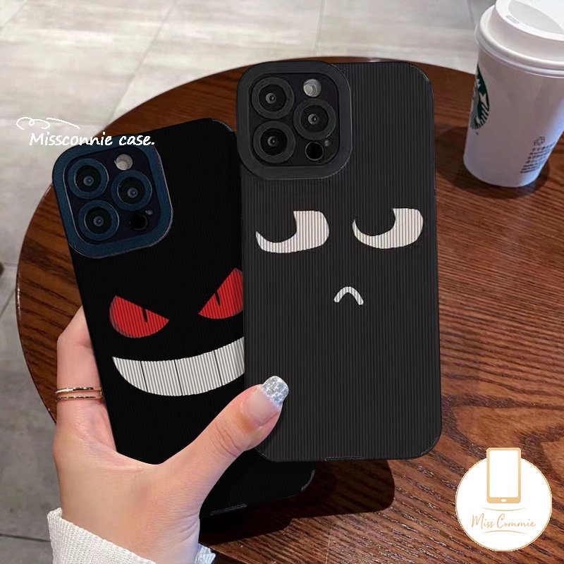 Casing Kompatibel Untuk iPhone 7Plus 14 11 12 13 Pro MAX X7 8 Plus XR XS MAX Tekstur Kulit Simple Mewah Kartun Ekspresi Lucu Shockproof Silicon Tpu Soft Case Cover