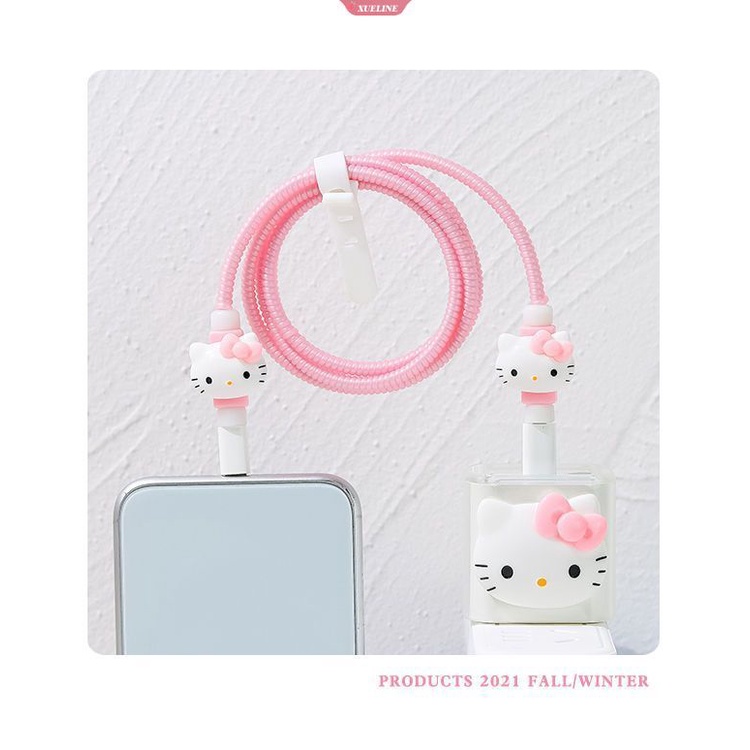 Pretty Sanrio Hello Kitty Kartun Kabel Data Pelindung Case Charger Anti Putus Lengan Mainan Anak Lucu Hadiah Ulang Tahun Cewek [ZXL]