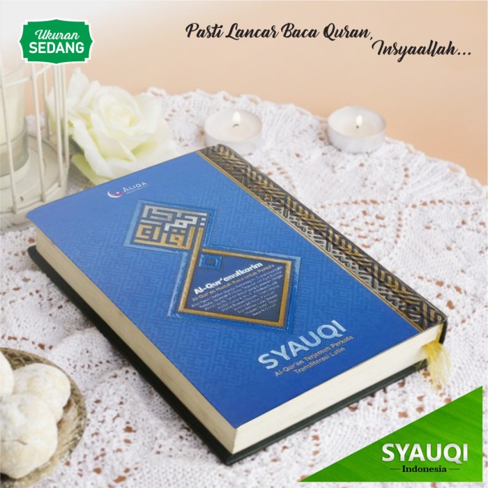 ⭐PROMO BUKU (COD)⭐ Al-Quran Syauqi Aliqa Terjemah dan Tajwid Mudah Baca ukuran Sedang A5 - Biru, SED
