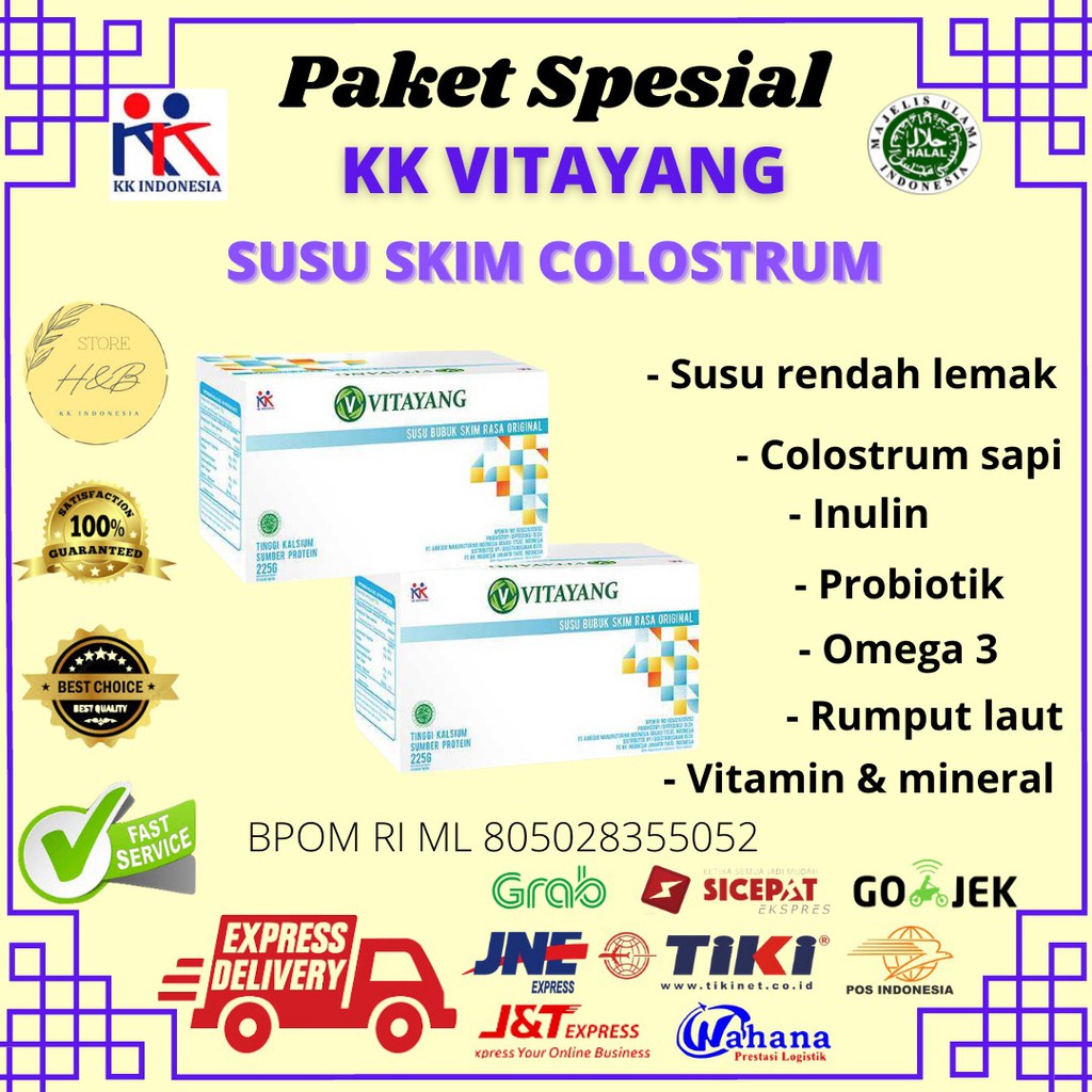 

Vitayang KK Susu Skim Colostrum Sapi Sehat Alami Rendah Lemak | Tinggi Vitamin & Mineral + Probiotik