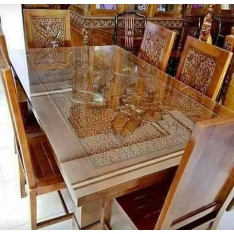 meja makan minimalis kayu jati / meja makan jati asli jepara