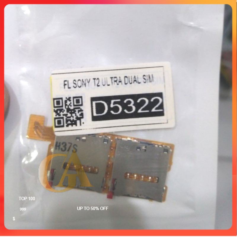 Connector Sim Sony Xperia T2 Ultra Dual Sim D5303 D5322 Ori free buble dan kardus packing