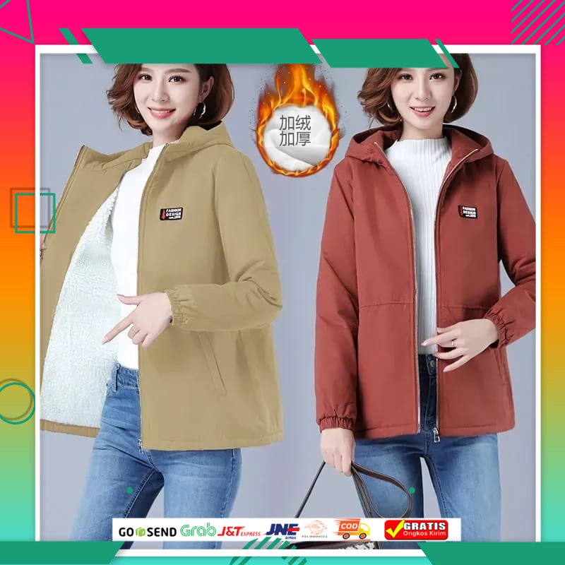 JAKET ORI OVERSIZE Jaket Wanita Korea Import Kekinian Crop / Jaket Winter Wanita Bulu Korea Import
