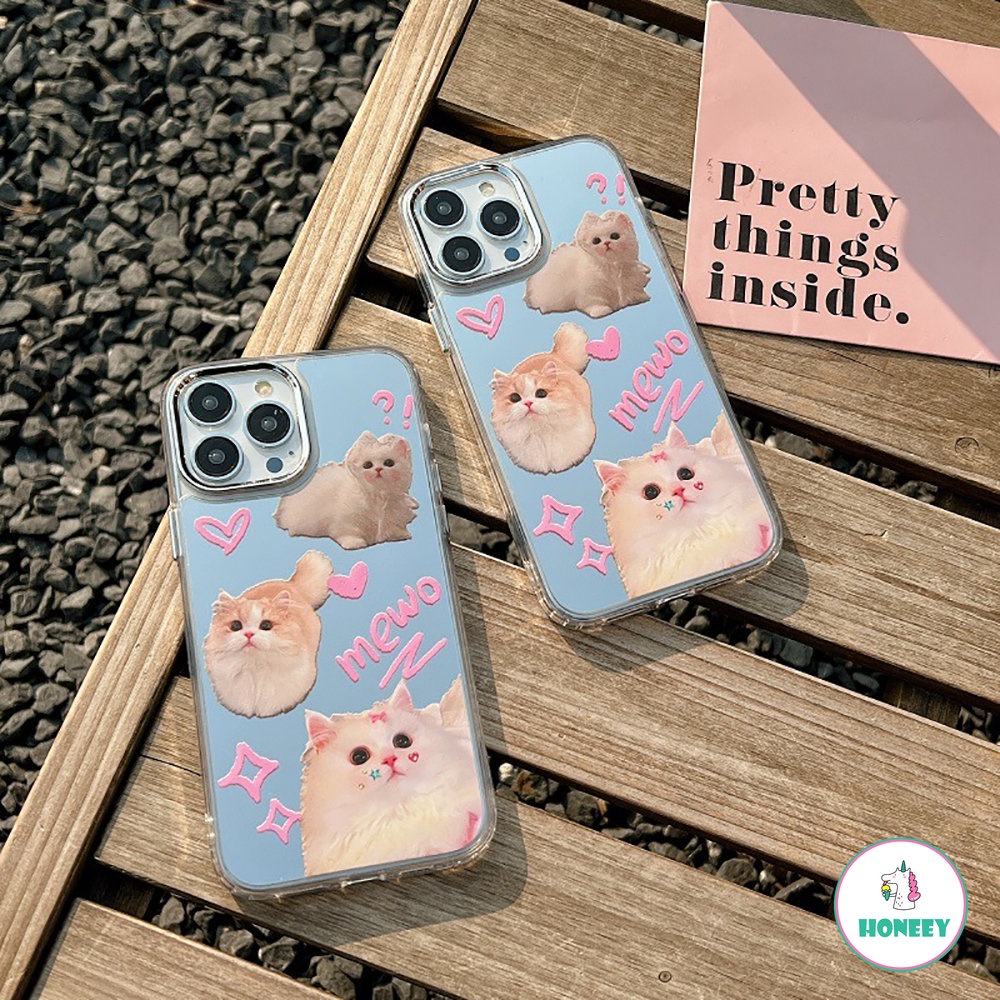 Casing Ponsel Kucing Cermin Kartun Yang Indah Untuk iPhone 14 Pro Max13 12 Pro Max11 Shockproof Lembut TPU Pelindung Handphone Cover