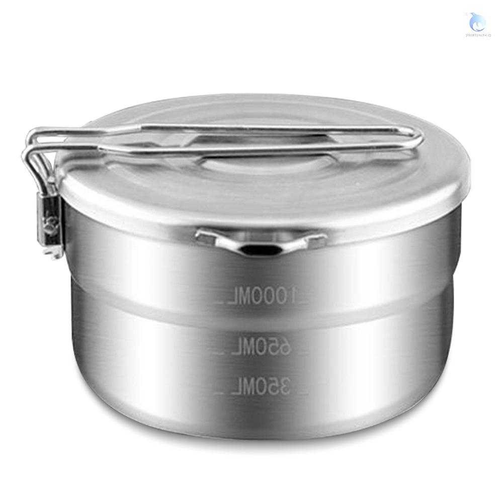 Smar-1.5l Lunch Case Stainless Steel Dengan Tas Penyimpanan Camping Pot Untuk Backpacking Hikiing Memancing