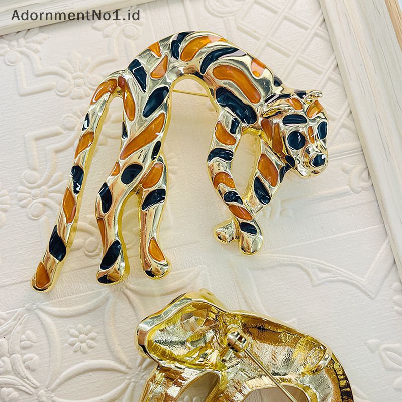 [AdornmentNo1] Enamel Berwarna Glasir Uang Leopard Bros Liontin Dual Purpose Vintage Pribadi Gaya Hewan Pin Mantel Perhiasan Aksesoris [ID]