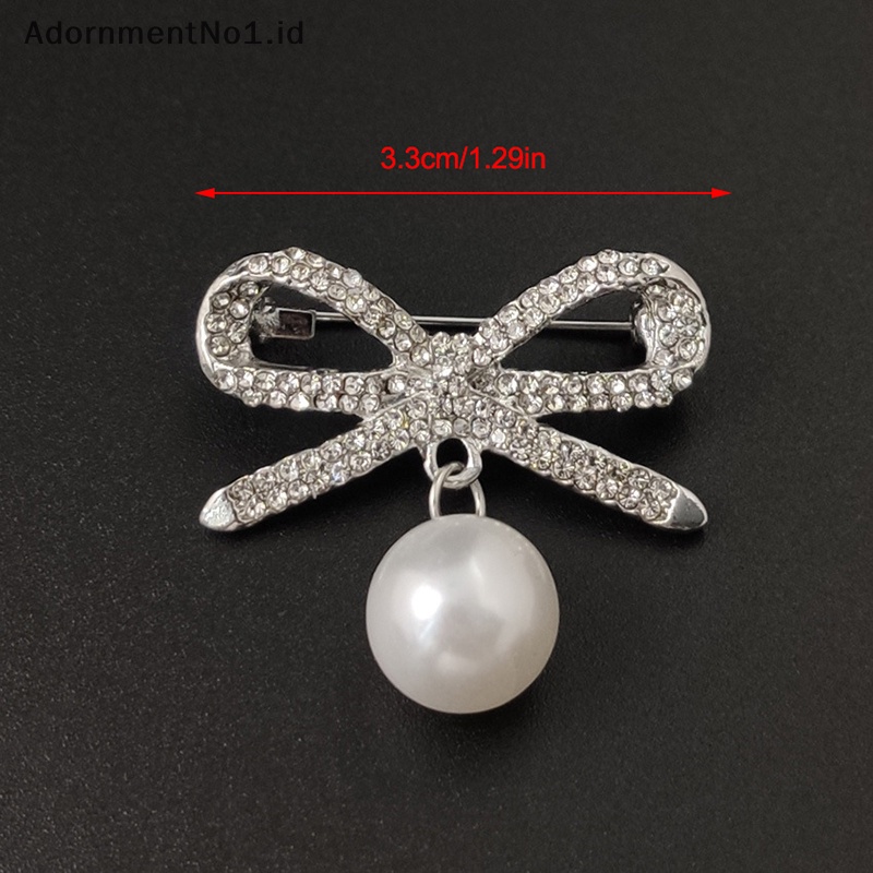 [AdornmentNo1] Bros Pin Ikatan Simpul Mutiara Vintage Untuk Wanita Rhinestones Brooch Designer Jewelry [ID]