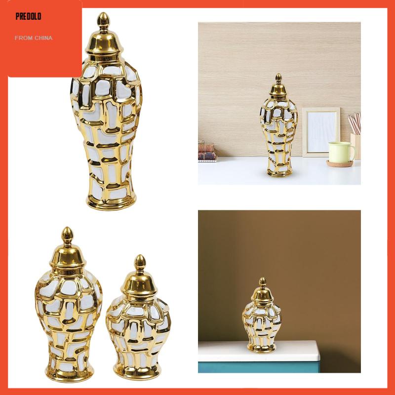 [Predolo] Ginger Jar Ceramic with Lid Vas Hias Dekorasi Rumah Candi