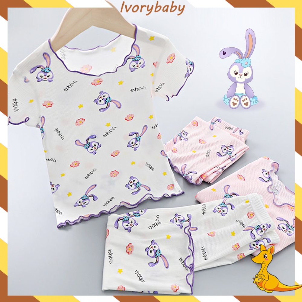 Ivorybaby Set baju tidur anak perempuan Piyama setelan anak import Baju tidur piyama anak kelinci